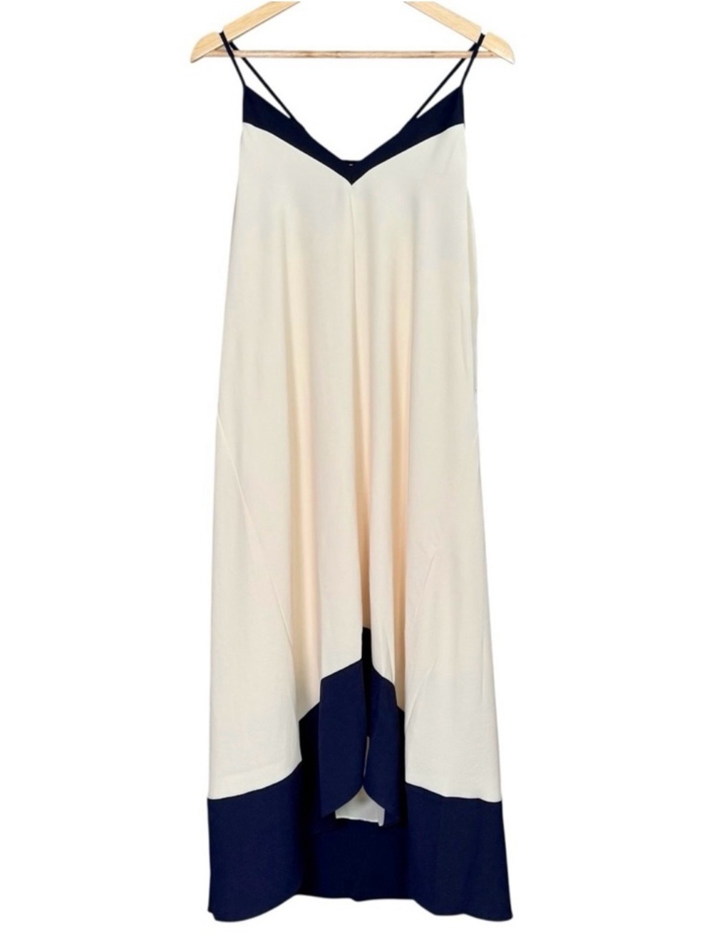 Luxely Navy Cream Slip Midi Dress Coastal Resort NWT Size 6 Vacation Dinner - Picture 4 of 9